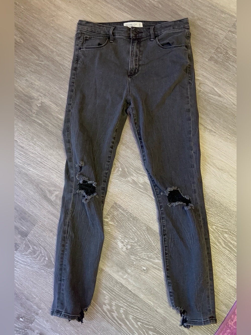 Abercrombie & Fitch Black Distressed Skinny Jeans